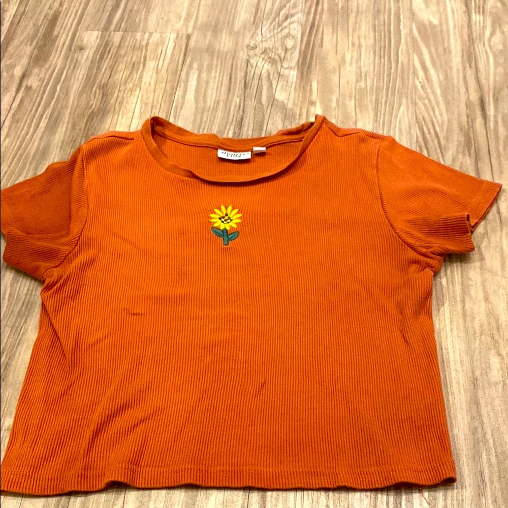 (WORN ONCE) Mighty Fine: Sunflower Embroidered Women's Top